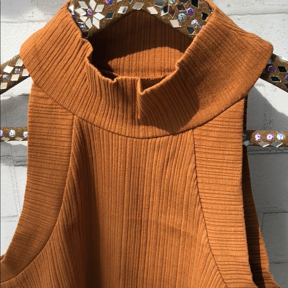 LAST ONE HONEY PUNCH RUST MOCK NECK RIBBED TOP - Picture 3 of 7